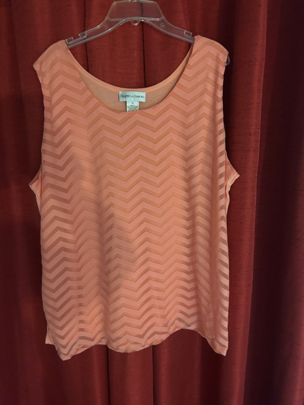 Draper & Damons Peach Chevron Tank Top